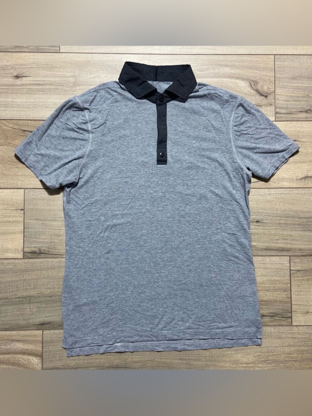Lululemon Mens Polo Shirt Post Practice Polo Gray And Black See Measurements